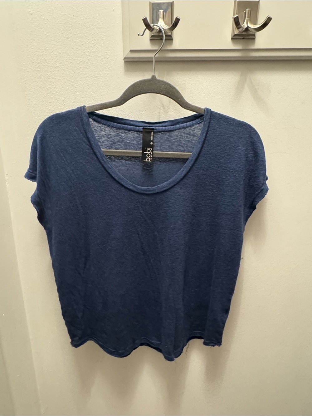 bobi Blue Scoop Neck Short Sleeve Tee